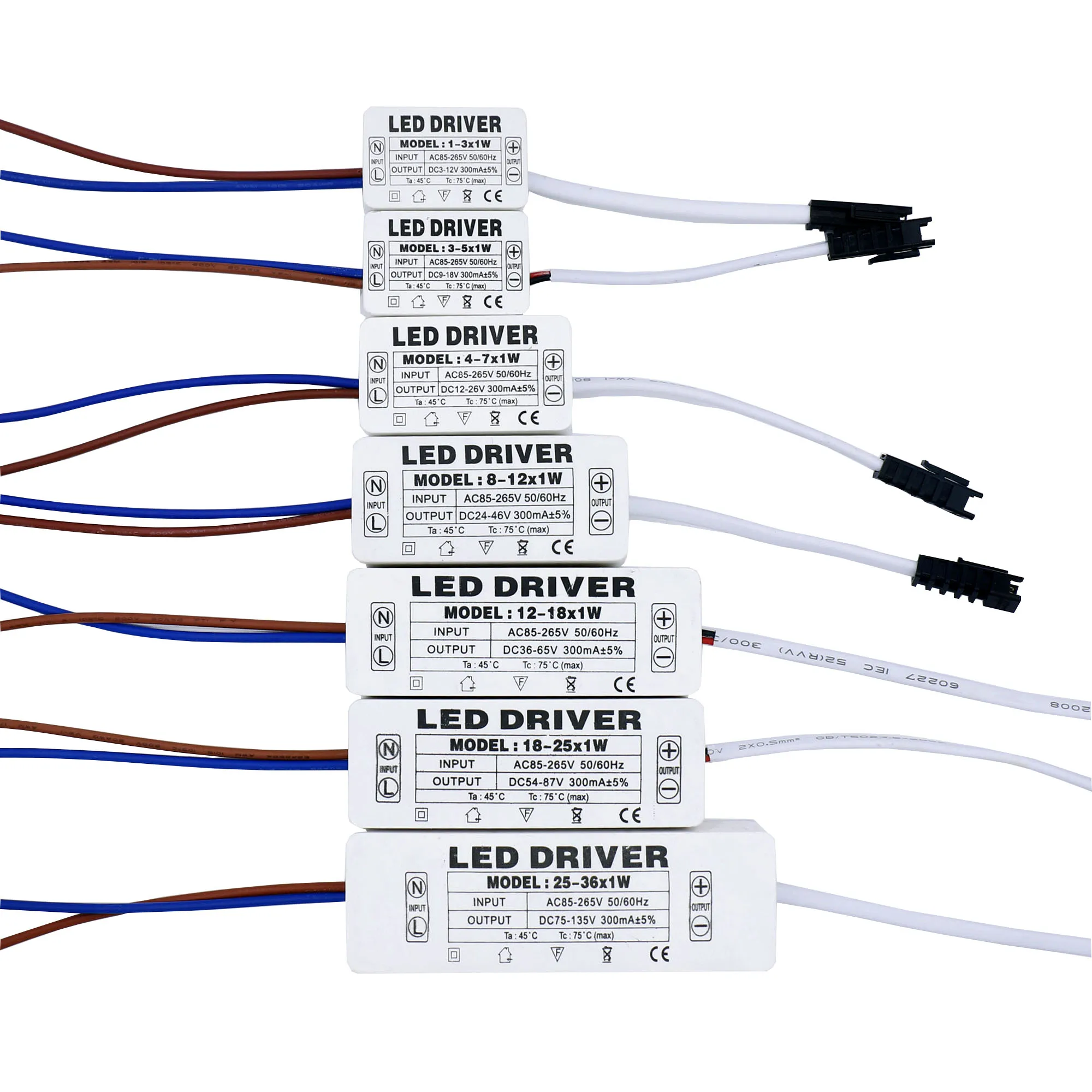 LED Driver 300ma 1-3w 4-7w 8-12w 18-25w 36w 250ma LED Power Supply Adapt Unit AC85-265V LED Lights Transformers Driver for LEDs