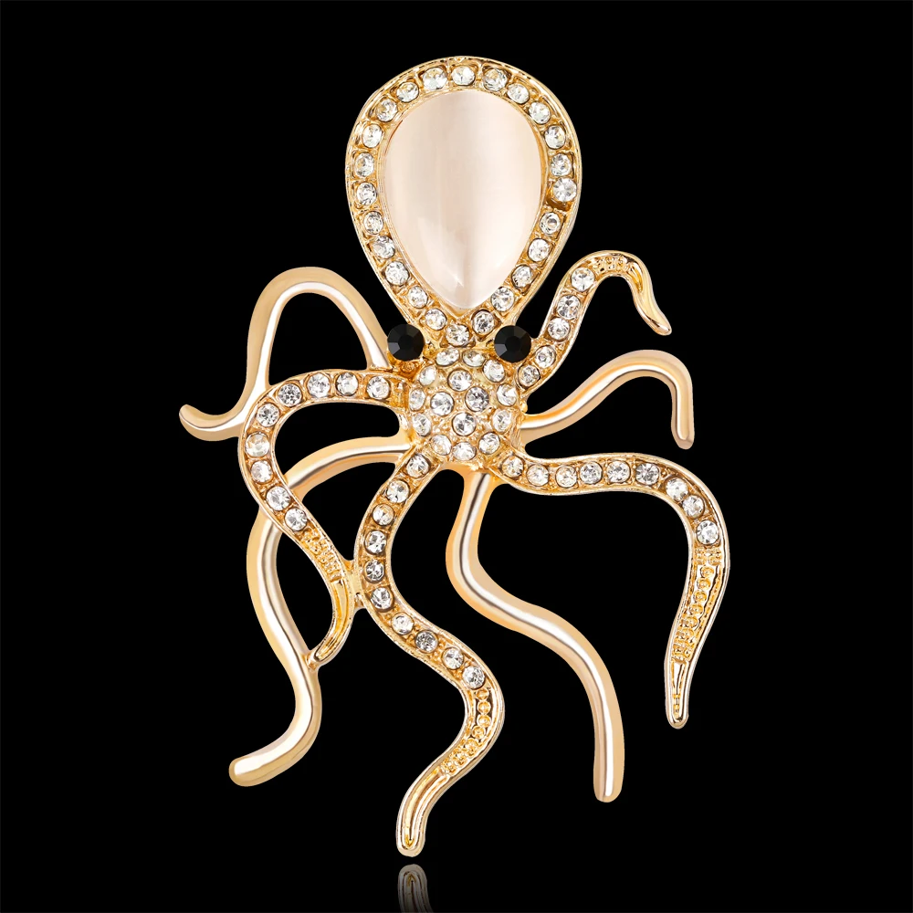 High Quality Enamel Rhinestones Marine Animal Octopus Squid Brooch Pins For Women Fashion Dropshipping Gifts For Women