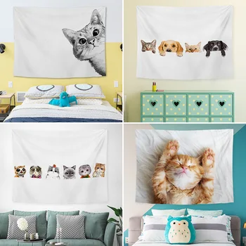 

Hanging Cloth Cats Dogs Fun Pictures Printing Tapestry Living Room Bedroom Decoration Fashion Creative Cute Cats Hanging Cloth