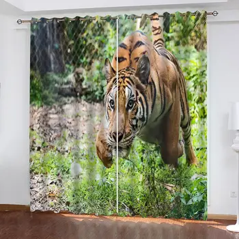

Modern Curtains 3D Blackout Curtain Living Room Bedroom Window Treatment Drapes Tiger printing Cortinas
