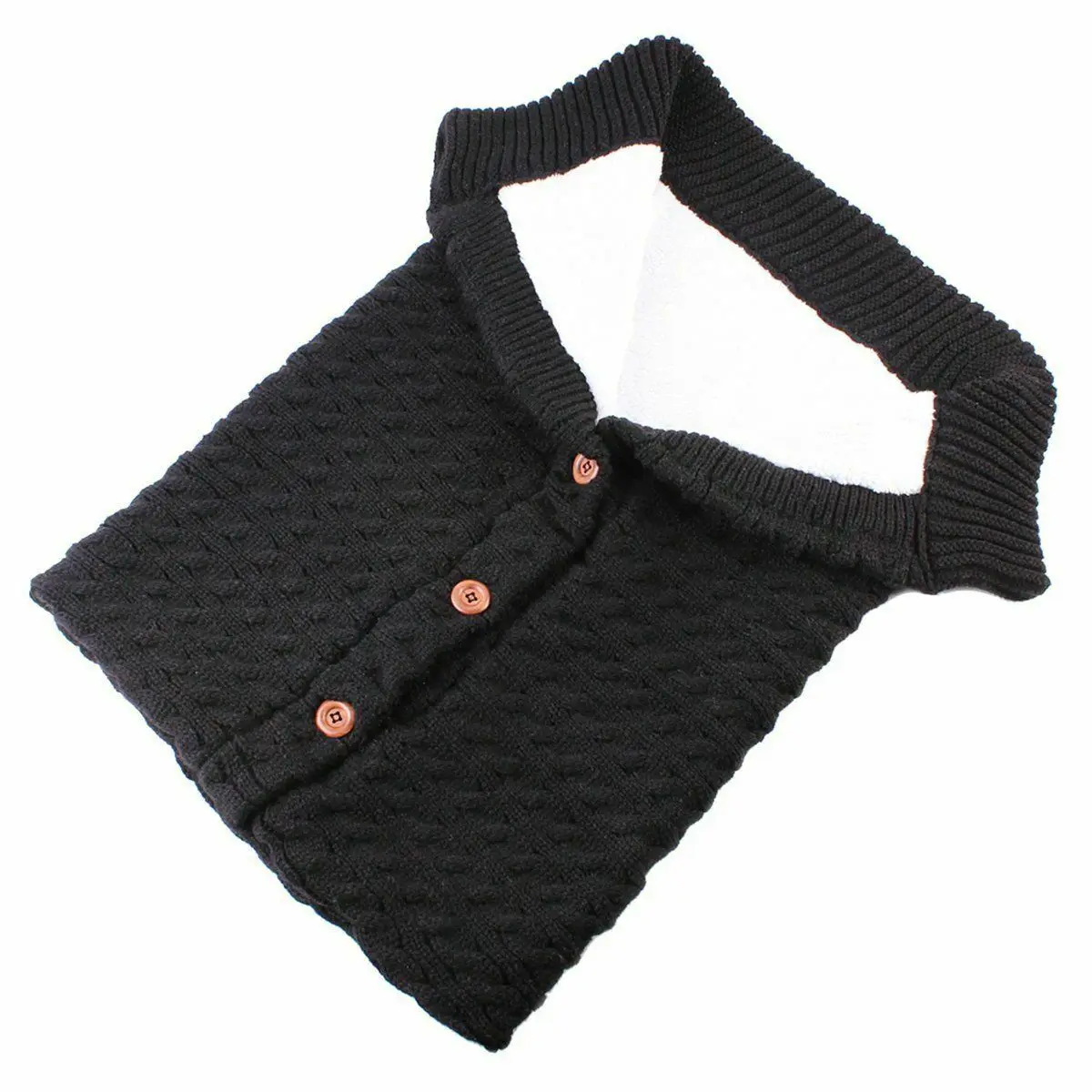 Теплый для новорожденного зимние спальные мешки младенческой кнопки вязать пеленать для завёртывания для пеленания коляска обертывание Малыша Одеяло для сна сумки - Цвет: Черный