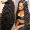 Blond Lace Wig Water Wave Human Hair Wigs For Women Human Hair Remy Peruvian 4x4 Deep Wave Lace Closure Wig Pre Plucked 150% ► Photo 3/6