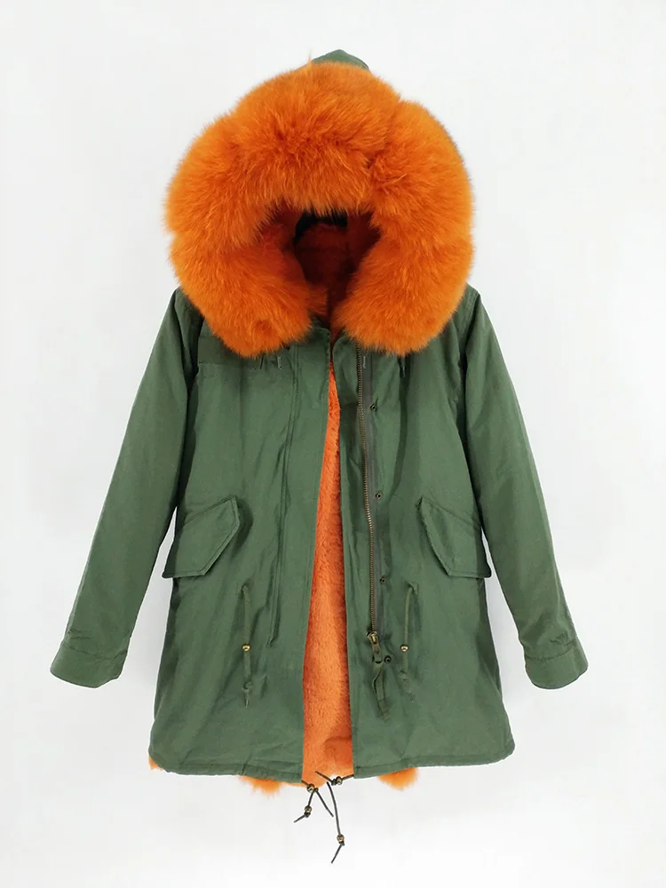 color 4 Furlove зимняя куртка Женское пальто из натурального меха длинная парка натуральный Лисий меховой капюшон, воротник верхняя одежда уличная Роскошная модная новинка - Цвет: color 4