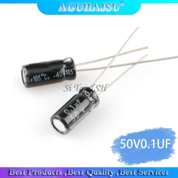 

50PCS Higt quality 50V0.1UF 5*11mm 0.1UF 50V 5*11 Electrolytic capacitor