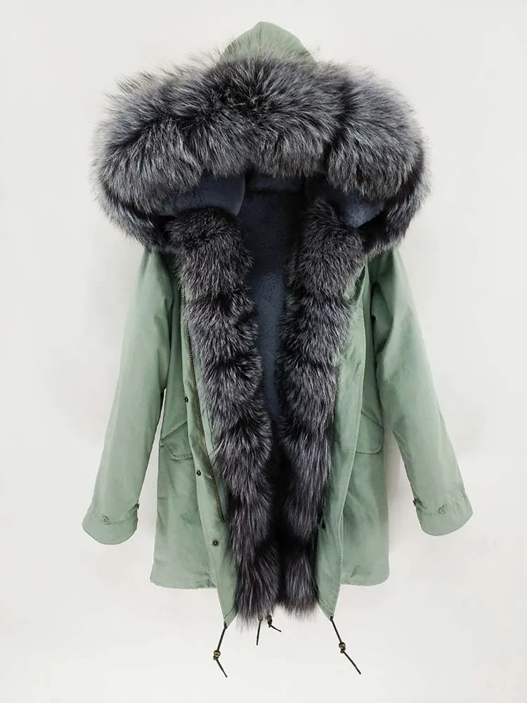 Натуральный Лисий мех жилет пальто натуральная черно-бурая лиса меховой воротник манжеты с капюшоном пальто короткая парка длинная камуфляжная зимняя куртка