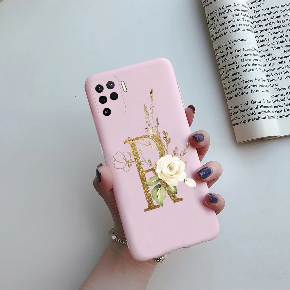 Phone Cases For OPPO A94 F19 Pro Reno 5 Lite Silicone Back Soft Case Cute Letters Cover Shockproof Bumper For OPPO A94 5G Case casing oppo