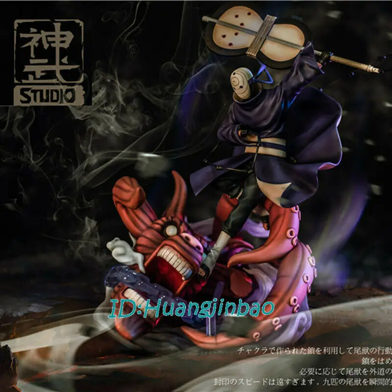 Героя аниме Наруто Учиха Obito статуя светодиодный светильник модель восемь хвост