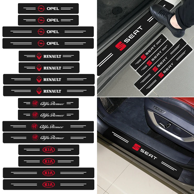 

4pcs Auto Door Sill Protector Decal for Fords Toyotas Hondas Citroens Citroens SEAT Opel KIA Lada Car Carbon Fiber Sticker Goods