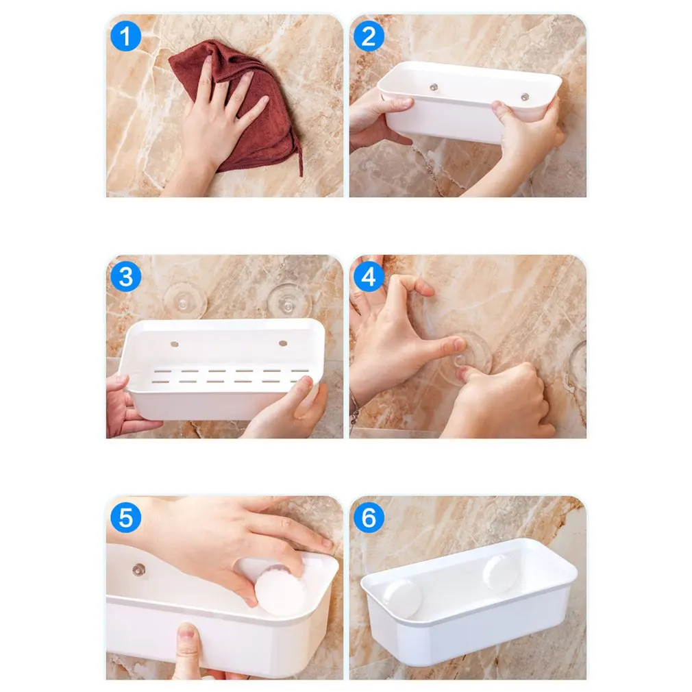 Suction Cup Deep Shower Caddy Bath Wall Shelf for Large Shampoo Shower Gel Holder Bathroom Storage Rack