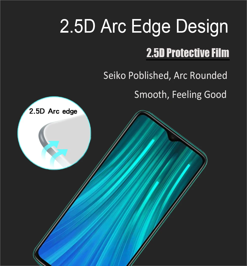 75 шт./лот 2.5D Премиум Закаленное стекло для Xiaomi Redmi Note 8 Pro Полное покрытие Защитная пленка для экрана для Redmi Note 8