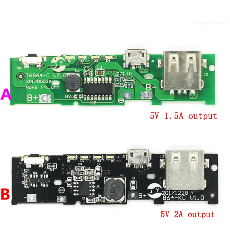 

5V 1.5A 2A Power Bank Charger Module Charging Circuit Board Step Up Boost Power Module For 18650 lipo Battery Power Bank Diy kit