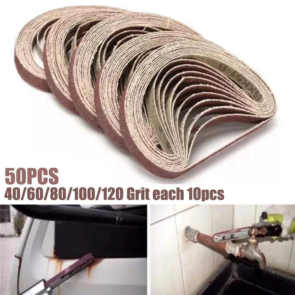 Sanding Belts Abrasive Bands 50pcs/Set For 10x330mm Sanders File Sanders Belt Sander Abrasive Tools Wood Soft Metal Polishing electric sander belt sander sanding paper cordless sander pneumatic sander