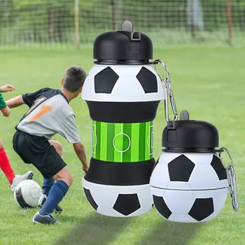 

Collapsible Silicone Football-Shaped Water Bottle Sports Outdoor School Portable Travel Bottle