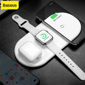 

Baseus 3in1 Wireless Charger for iPhone Fast Charging for Airpods Wireless Chargepad For iWatch and Headphone Wireless Charger