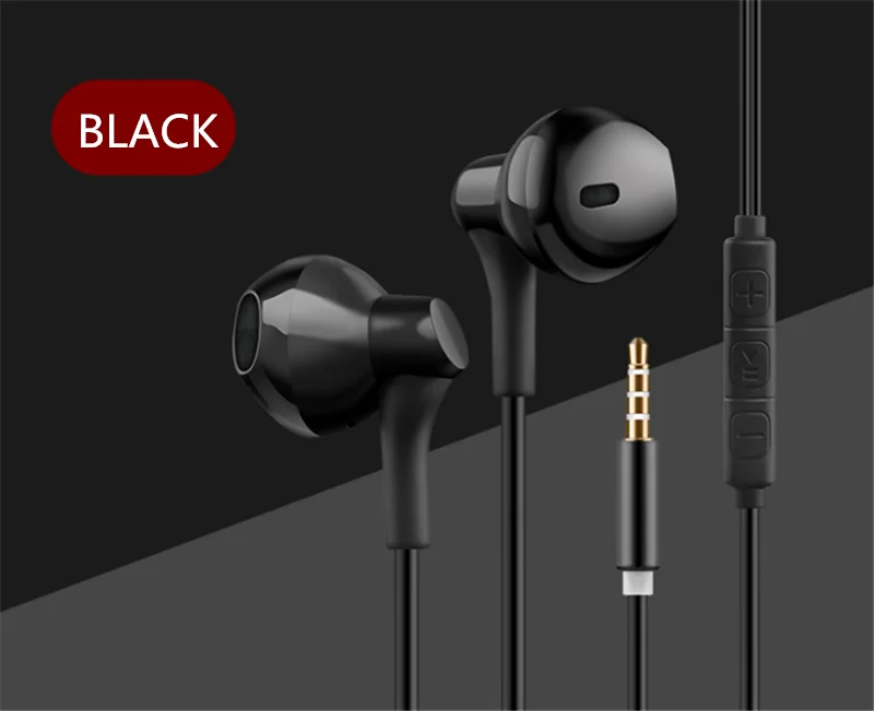 black Проводные наушники для iphone 5s, 6s, xiaomi, Hi-Fi, стерео игровая Музыкальная гарнитура, Универсальные наушники-вкладыши, басы, вкладыши для телефонов Redmi - Цвет: black
