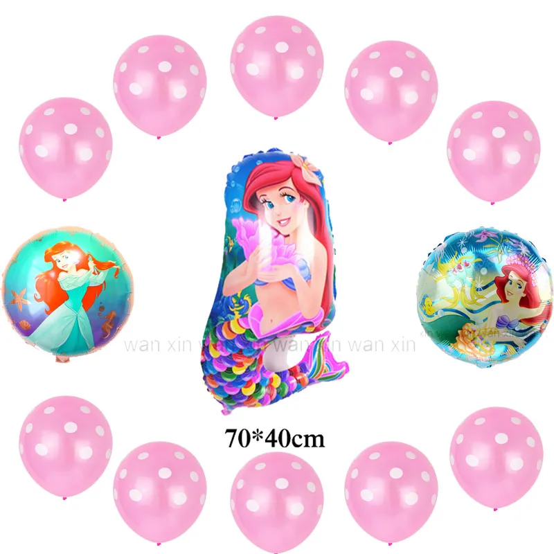 13 шт./лот) вечерние воздушные шары принцессы набор смешанных 10 шт латексных шаров и 3 шт фольгированных шаров Принцесса Белль Русалка Рапунцель воздушные шары - Цвет: 13pc pink set P11