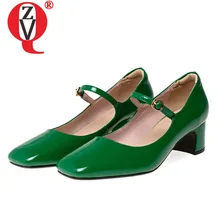 ZVQ/брендовые винтажные туфли Mary Jane из натуральной кожи; стильные модные женские туфли на высоком каблуке в стиле Хепберн; женская обувь; осенние свадебные туфли-лодочки