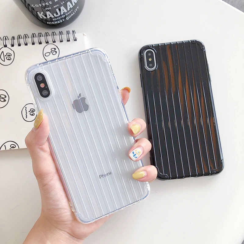 

Curved Suitcase Case For Iphone 11 Pro 7 8 Plus X XR XS 11Pro Max For Apple Iphone11 Pro Max 8Plus XR Soft TPU Phone Case Cover
