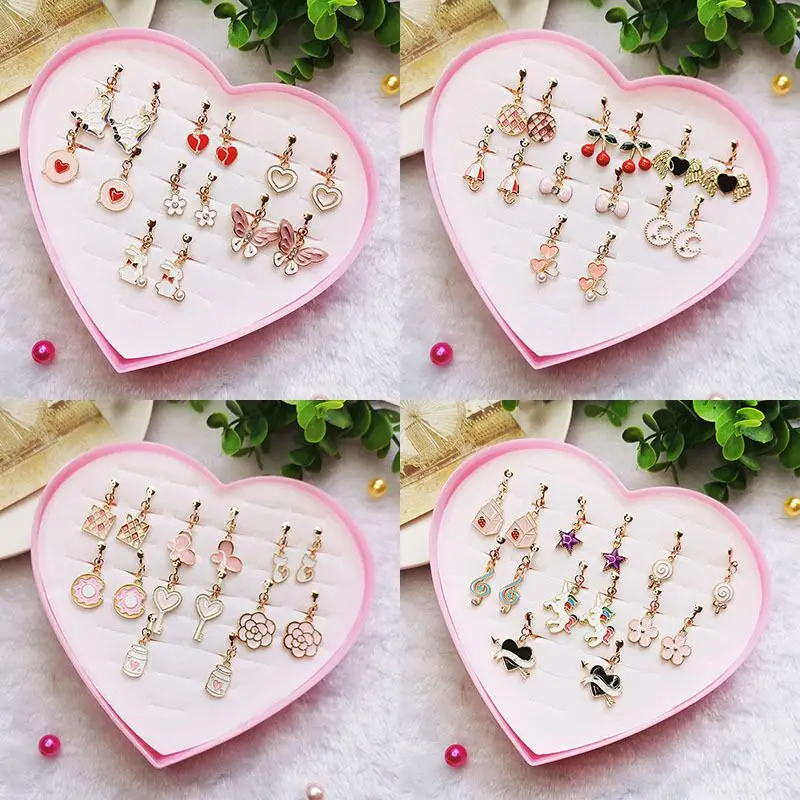 New 7pcs/lot Cartoon Ear Child Children Jewelry Baby Girl Earrings Kids