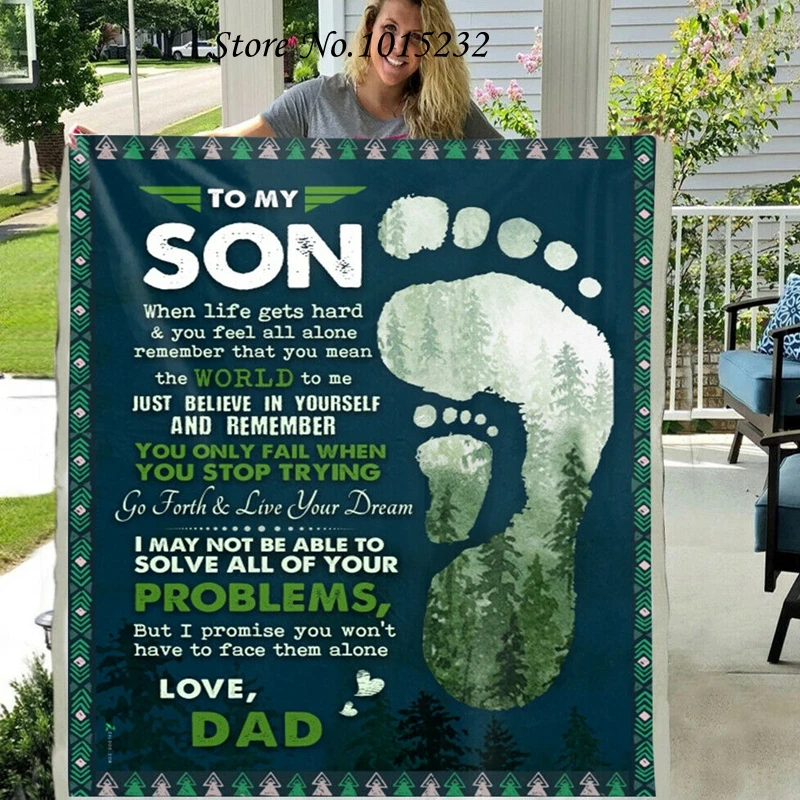 Letter Blanket To My Son 3D Printed Fleece Blanket for Beds Thick Quilt Fashion Throw Blanket