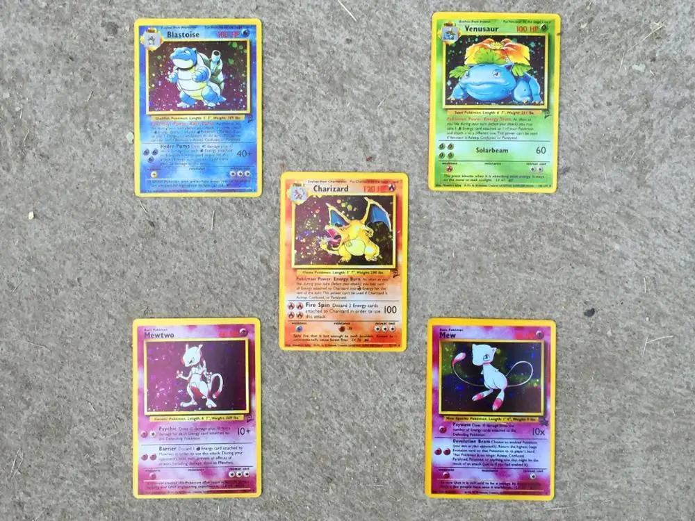 TOMY 5 шт./лот Покемон карты 1996 издание Charizard Blastoise Venusaur Mewtwo Мега флэш-игра коллекция