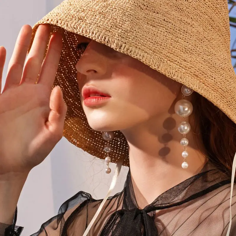 Ladies fashion elegant long imitation pearl pendant earrings earrings earrings wedding party temperament earrings gifts