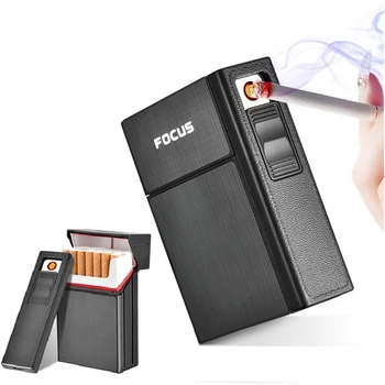

New Cigarette Holder Box With Removable USB Charging Electronic Flameless Windproof Lighter Tobacco Smoking Gadgets For Man Gift