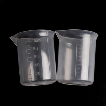 

2pcs/lot 100ml Clear Plastic Measuring Cup Graduated Beaker Household Kitchen Cooking Measuring Tools