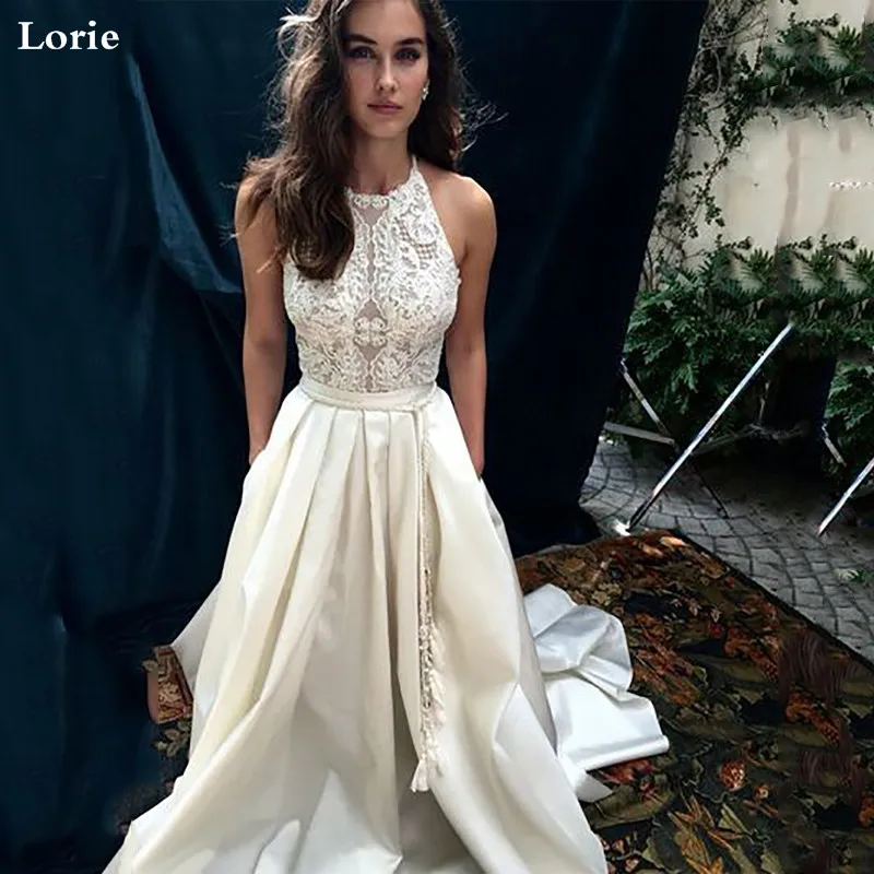 Lorie A-lijn Trouwjurken Halter Hals Boho Bruidsjurken 2020 Vestidos Bruidsjurken Custom Made Lorie A-lijn Trouwjurken Halter Hals Boho Bruidsjurken 2020 Vestidos Bruidsjurken Custom Made