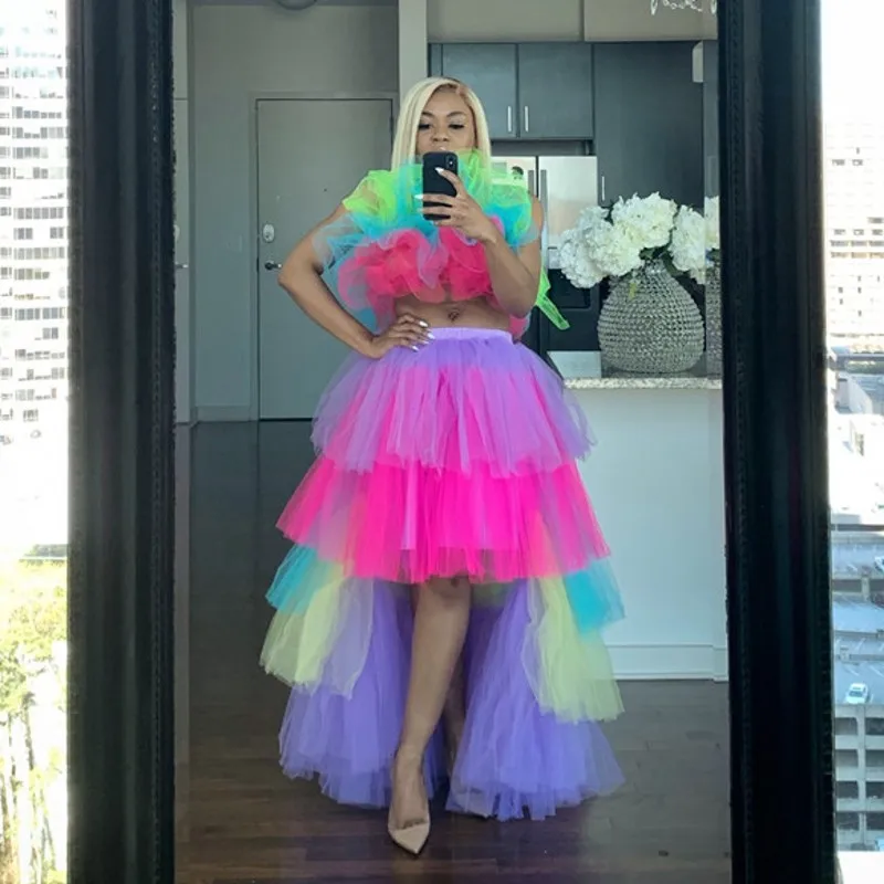 rainbow tulle skirt womens