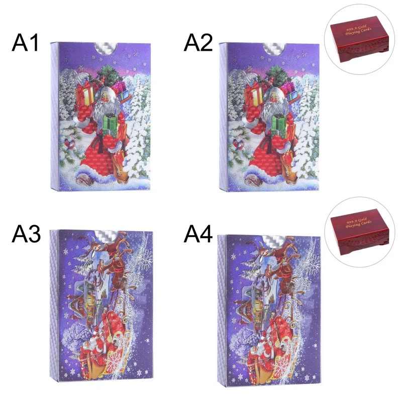 Christmas Playing Cards With Storage Case Flexible Waterproof Poker Cards Tabletop Party Game Props