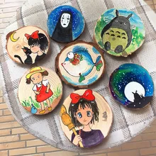 Круглый Деревянный кусок DIY окрашенный вручную Деревянный кусок украшения твердая деревянная головка изобразительного искусства Материал пихта деревянная основа