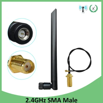 

2.4Ghz antenna wifi 5dbi SMA male 2.4G antena wifi antenne Zigbee Small Size aerial + PCI U.FL IPX to RP-SMA Pigtail Cable