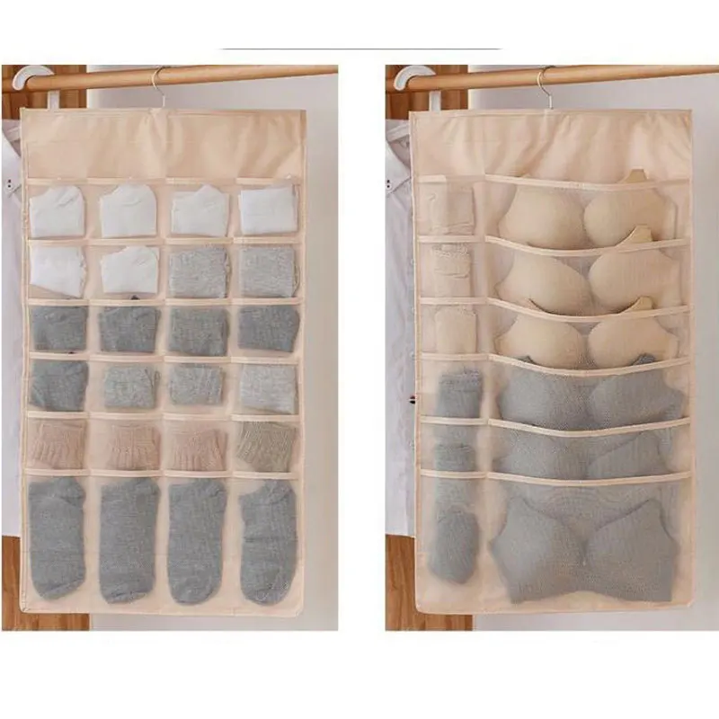 Beige 36 Grid Простая Подвеска из ткани Оксфорд сумка органайзер для гардероба двухсторонняя подвесная сумка разумная сумка для хранения водонепроницаемый - Цвет: Beige 36 Grid