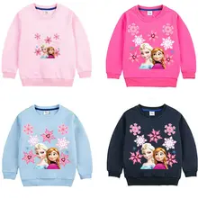 Sudadera con capucha de algodón puro para niña, ropa deportiva informal con dibujos animados de Frozen, otoño e invierno, 2020
