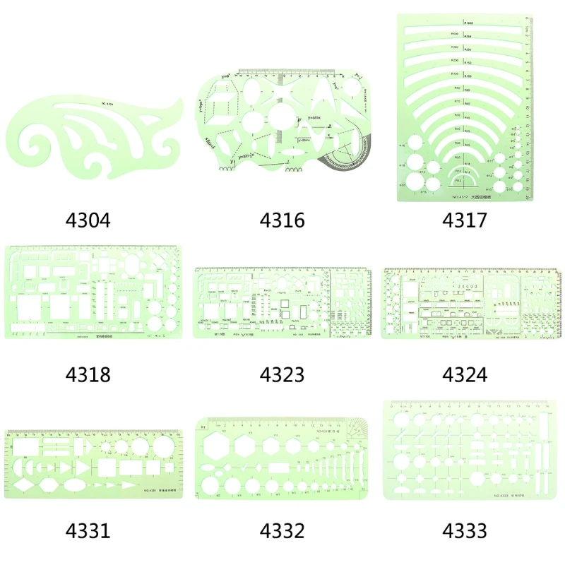 K Resin Circles Geometric Template Ruler Stencil Drawing Measuring Tool Students