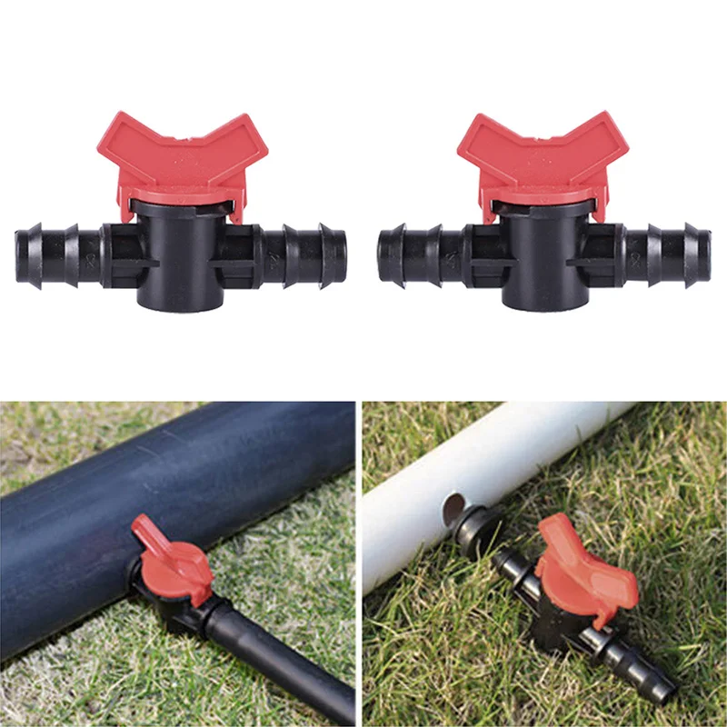 

16mm/20mm PE Pipe Connectors Mini Ball Valve Irrigation Drip Hose Nut Lock Connector Joints Hi-Quality Tube Pipe Water Switch