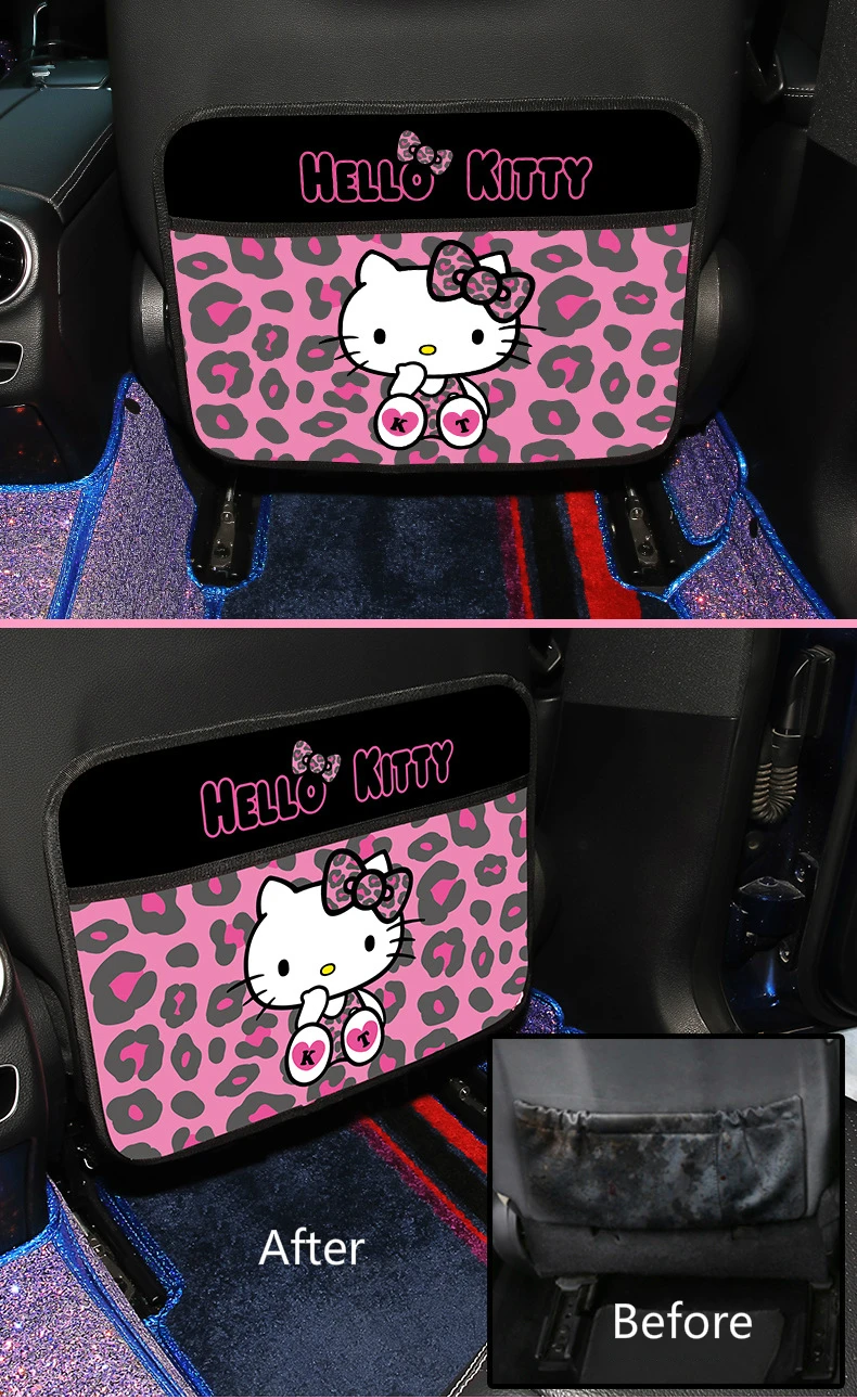 Organizador do Carro Assento de Volta Almofada à Prova Acessórios do Carro Anti-kick Almofada Auto Capa Protector Kitty Gato Anti-criança-kick Dwaterproof Água Kick Esteira 1pc 6 assento de volta capa protector kitty gato