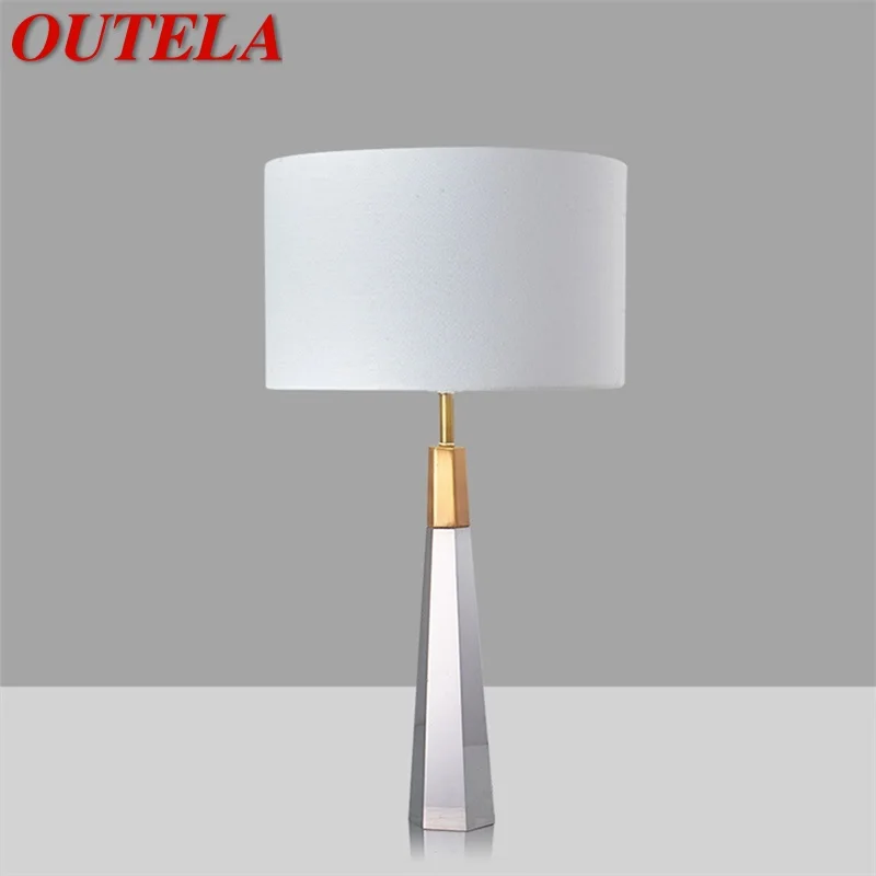 

OUTELA Modern Table Lamps For The Bedroom Design E27 White Crystal Desk Light Home LED Decorative For Foyer Bedside Office