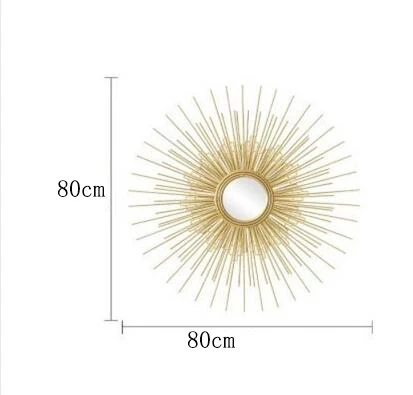 Европейский кованого железа настенный Золотой Солнечный цветок декоративные зеркала Декор для дома гостиной фон настенная украшение ручной работы