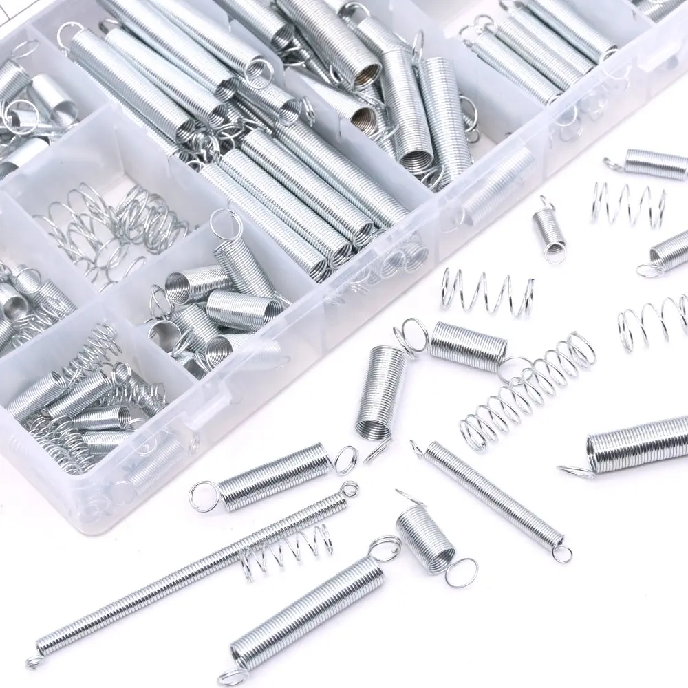 200 Pieces Metal Steel Spring Assortment Set | Zinc Plated Steel | Electrical Hardware Compression and Extension Springs Set