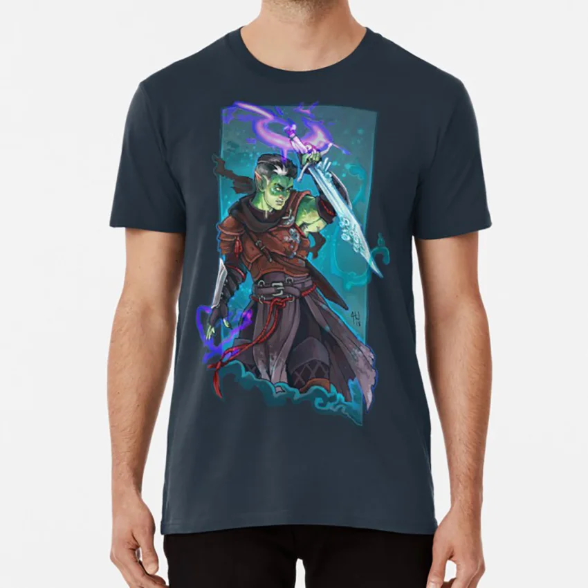 Фьорд футболка критическая роль вентилятор искусство Fjord orc warlock critter РПГ