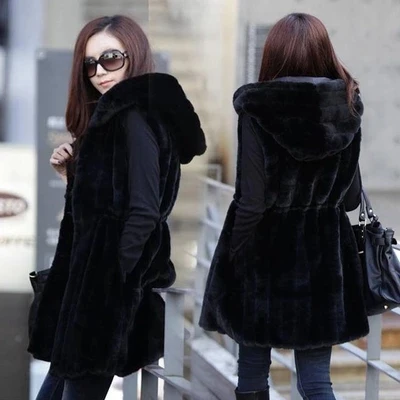 Faux Fur Vest 2021 Winter Autumn Women's ostrich Long Mink vest Femme Jackets Artificial Fake Gilet ZAM29 | Женская одежда