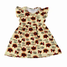 Платье на День Благодарения для маленьких девочек; коллекция года; принт индейки; Изысканная одежда для маленьких девочек; модное платье; наряды для Дня благодарения; костюм