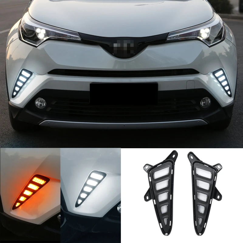 Для Toyota Chr C-Hr Светодиодный дневной ходовой светильник противотуманная фара крышка Drl бампер светильник s указатель поворота