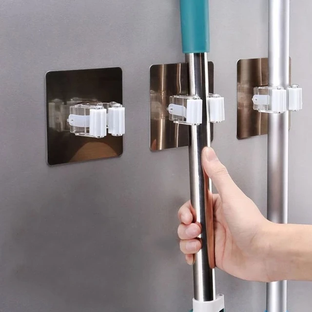 Adhesive Multi-Purpose Hooks Wall Mounted Mop Organizer Holder RackBrush Broom Hanger Hook Kitchen Bathroom Strong Hooks 1