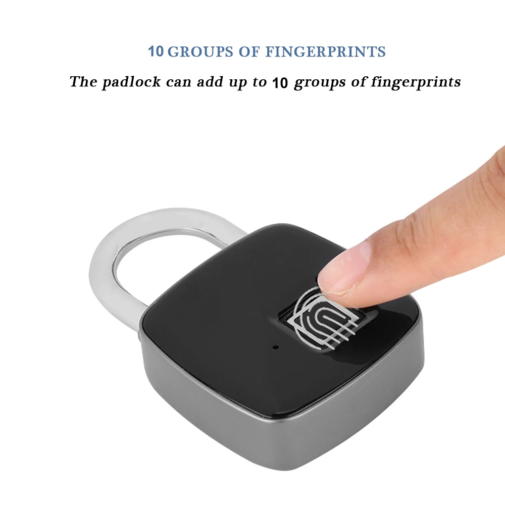 Блокировка распознаванием отпечатков пальцев Smart Keyless водонепроницаемые замки безопасности Противоугонный замок с микро-usb кабелем