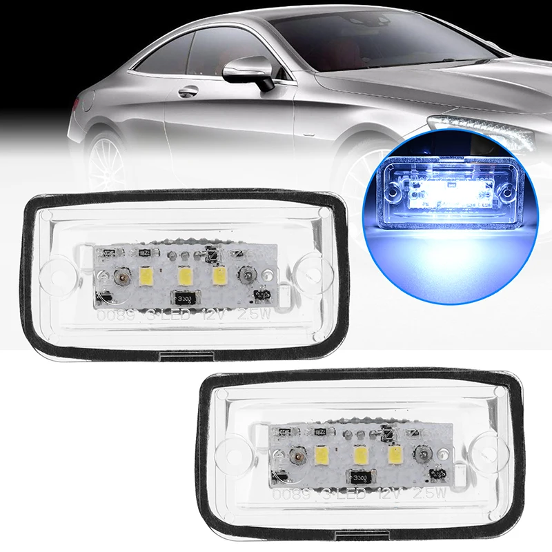 For Mercedes Benz CLK280 500 W209 C209 2pcs 2.5W 3LED White License Plate Light Lamp Accessories