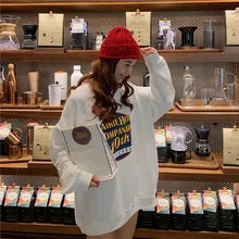 Pullover with cotton long-sleeved women's thin section Korean version of 2020 spring and summer new loose mid-length shirt