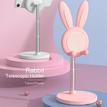 Cute Bunny Phone Holder Rabbit Desktop Cellphone Stand Height Angle Adjustable Bracket Compatible with Most Mobile